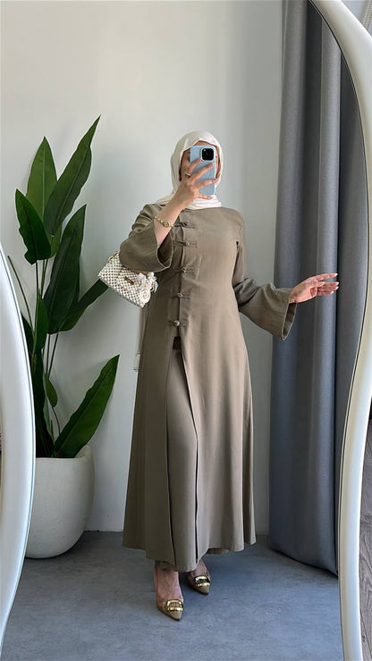 The Layan Button Front Set- Olive Green